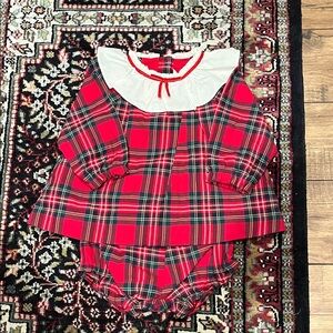 Janie and Jack Red Plaid Baby Dress with White Collar 12-18 months NWT